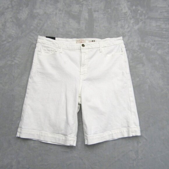 7 For All Mankind Jen 7 White Bermuda Denim Jean Shorts Size 16 New - Picture 1 of 11